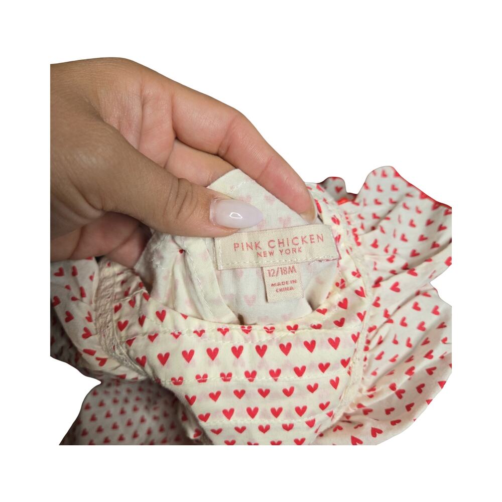 Pink Chicken Heart Print One-Piece Size: 12/18M - Picture 4 of 5